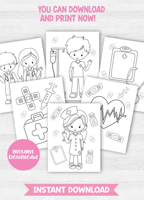 Instant download medicaldoctornurse coloring pages