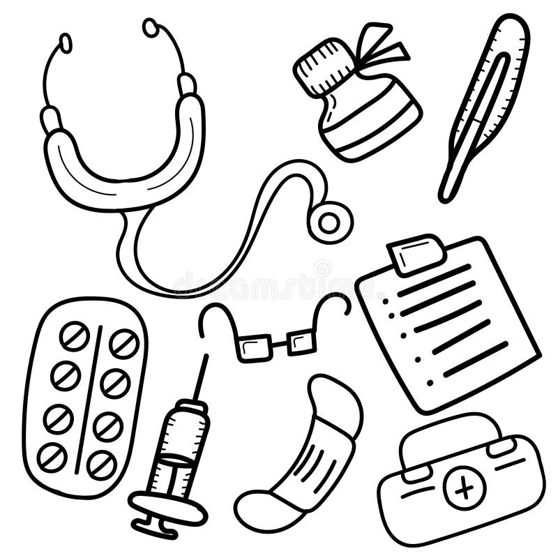 Doctor coloring book equipment stock illustrations â doctor coloring book equipment stock illustrations vectors clipart