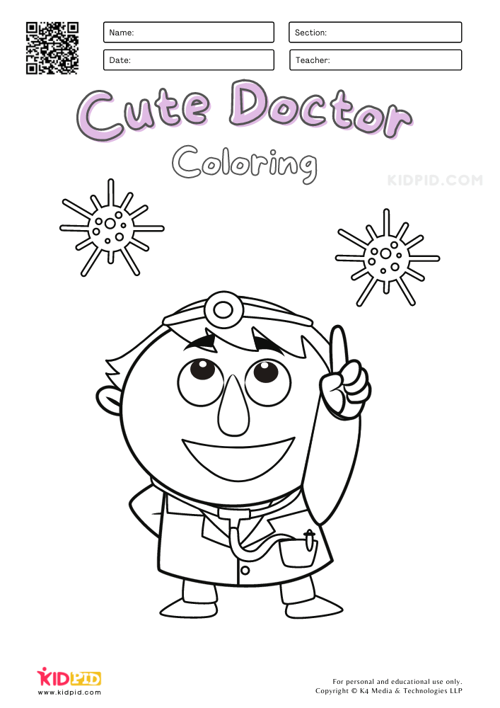 Cute doctor coloring pages for kids