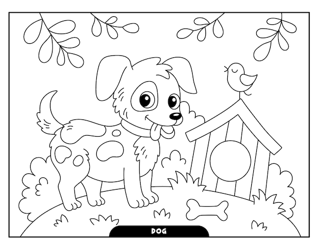 Premium vector dog coloring pages for kids