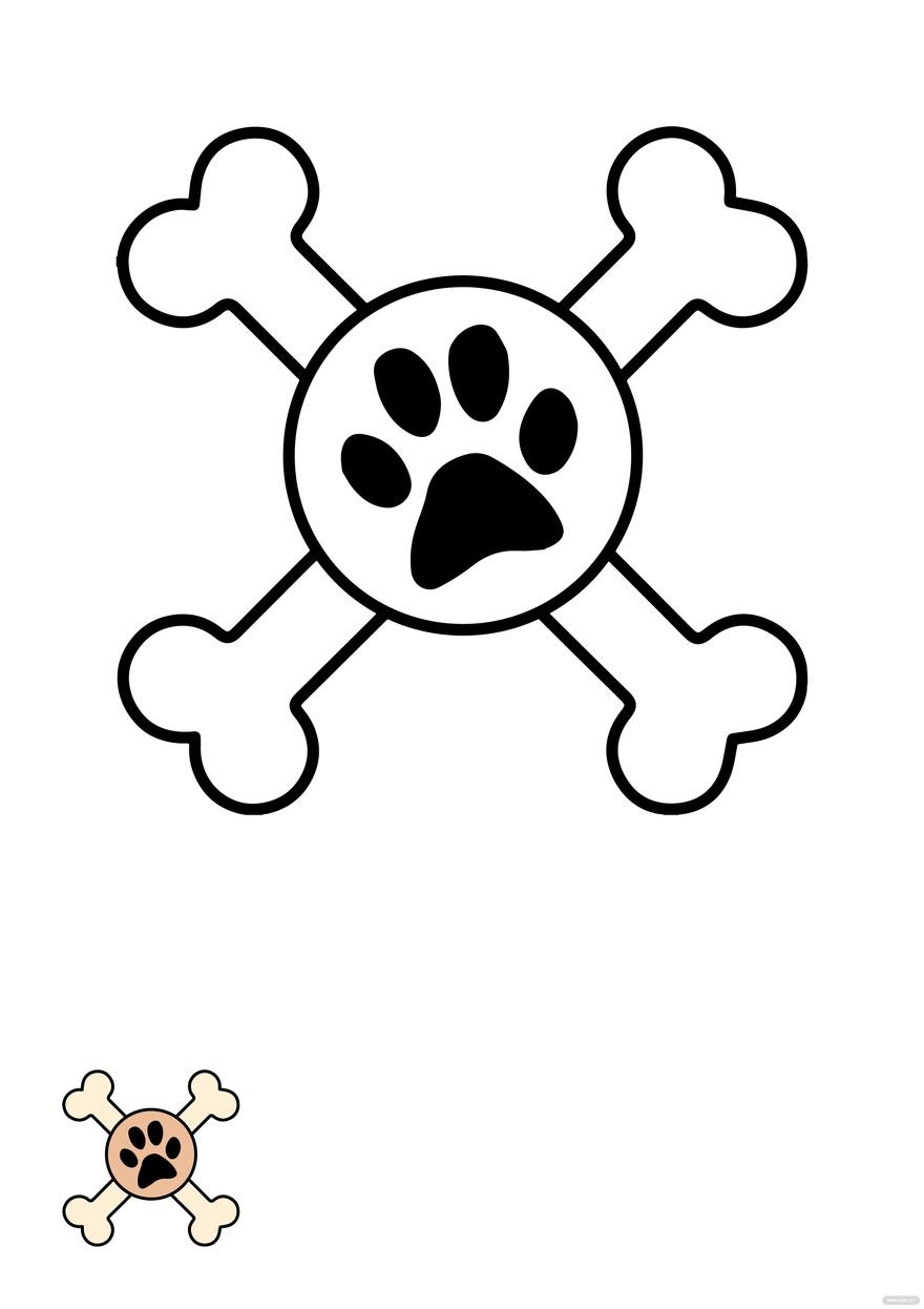 Free dog bone and paw coloring page