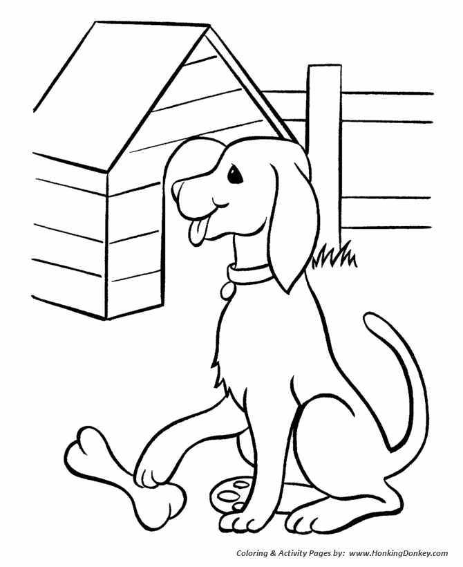Pet dog coloring pages free printable pet dog and his bone coloring pages and activity sheets for pre