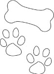 Dog bone and paw print coloring page