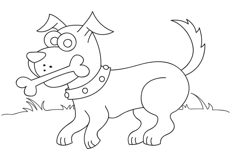 Puppy and bone coloring page