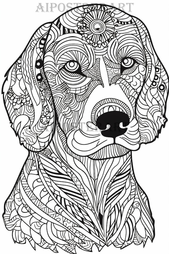 Spaniel dog coloring sheet for adults printable dog coloring page advanced mandala style coloring high res x pixels