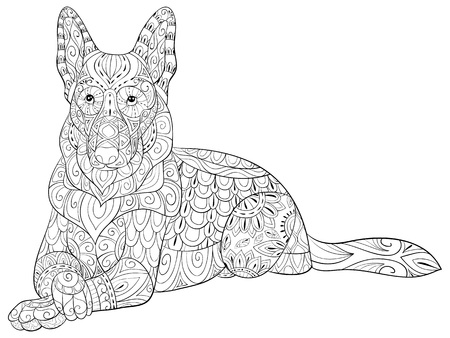 Adult colouring pages dog cliparts stock vector and royalty free adult colouring pages dog illustrations