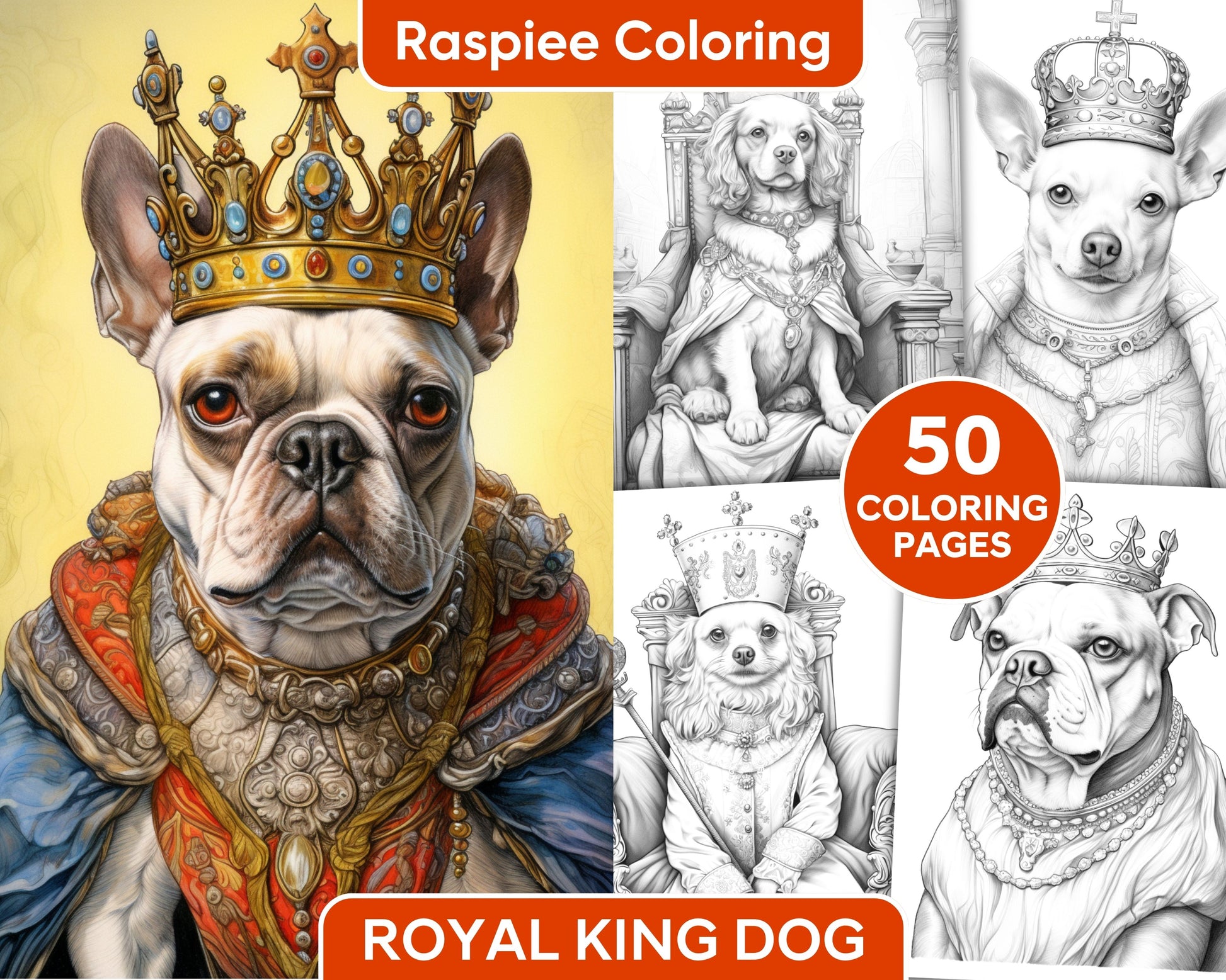 Royal king dog grayscale coloring pages for adults printable pdf i â coloring