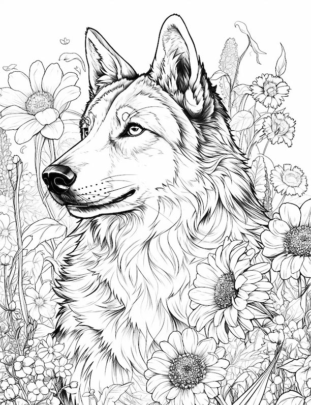 Dog coloring pages for kids and adults