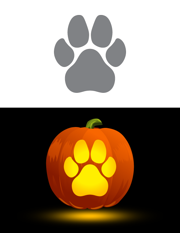 Printable dog paw print pumpkin stencil