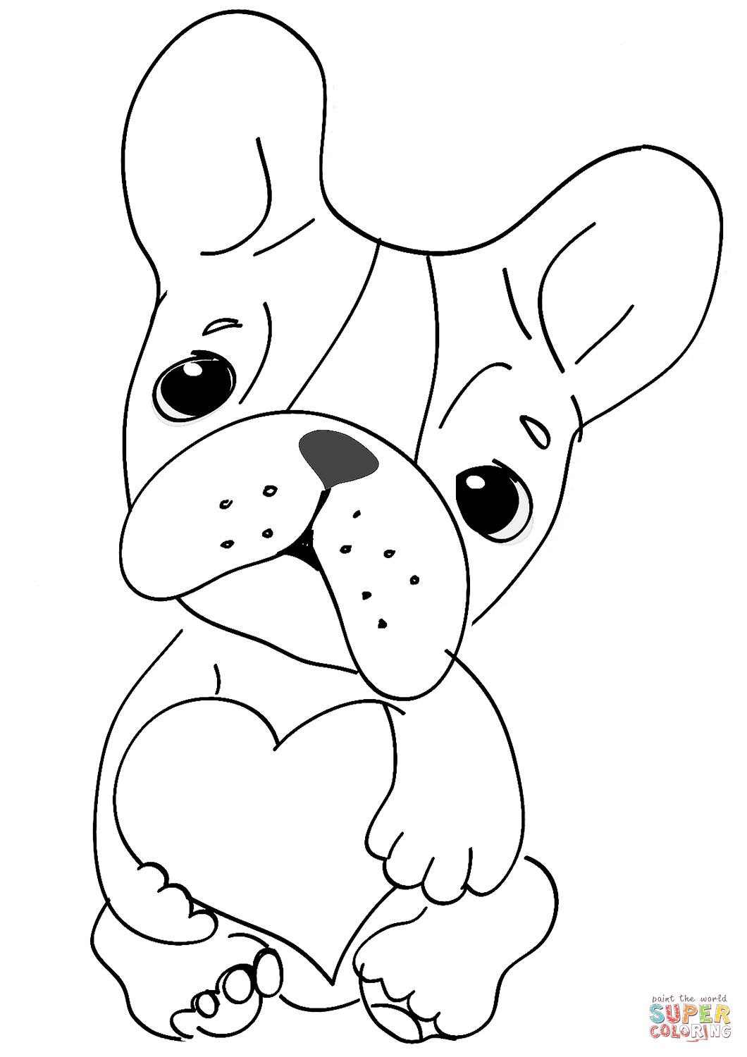 Cute dog with heart coloring page free printable coloring pages