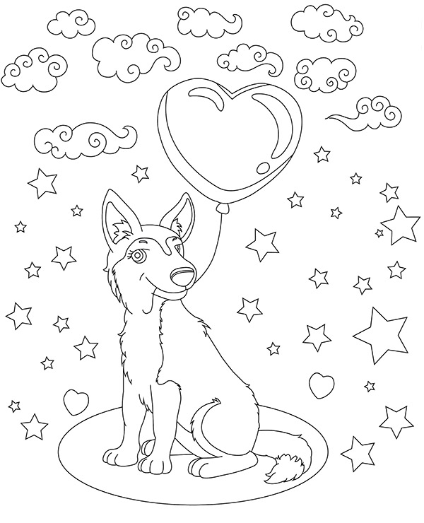 Printable valentine coloring sheet dog heart