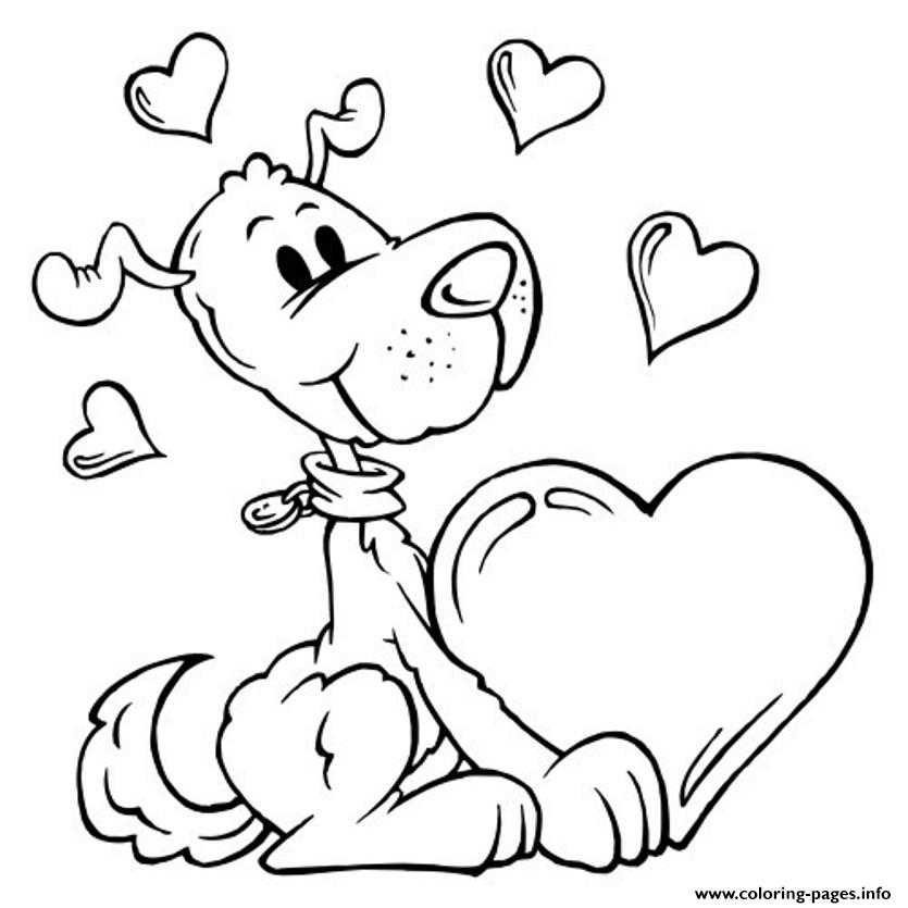 Dog valentine db coloring page printable