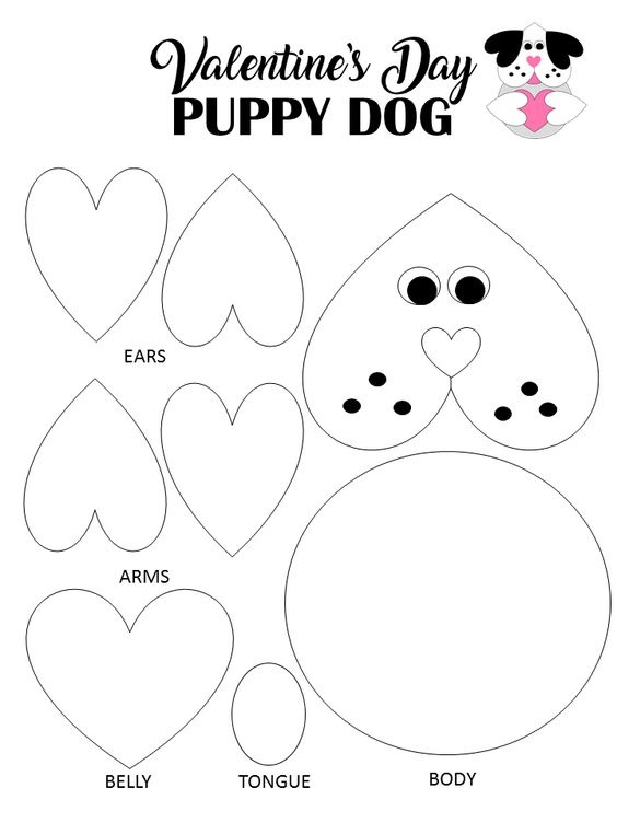 Puppy dog valentine day coloring page