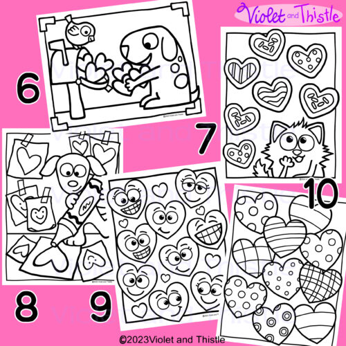 Valentine coloring pages cute heart truck dog cat frog bird color counting sheets math activity boys made by teachers