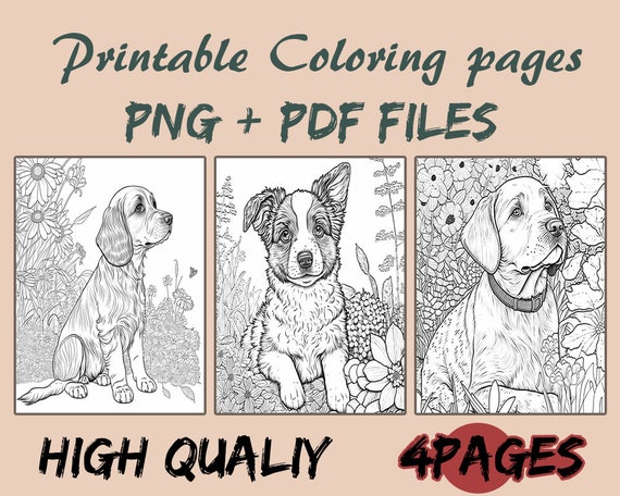 Cute dogs coloring pages printable dog coloring sheets for teens adults and dog lovers stress relief and relaxation