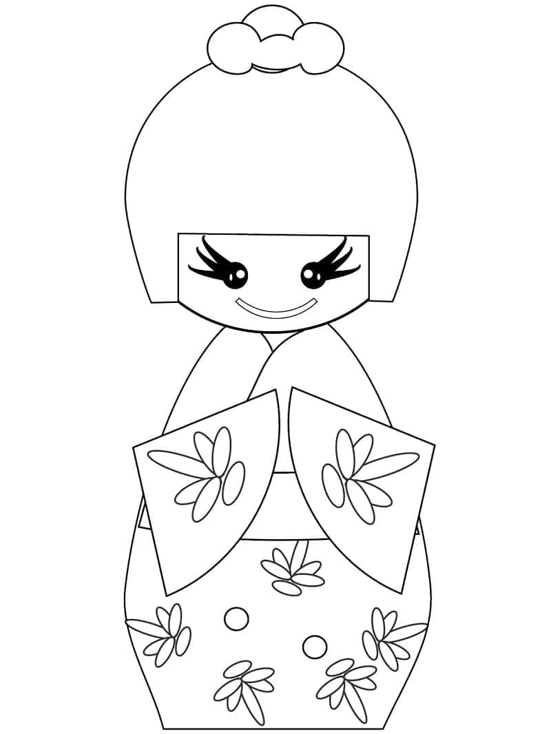 Free printable kokeshi doll coloring page