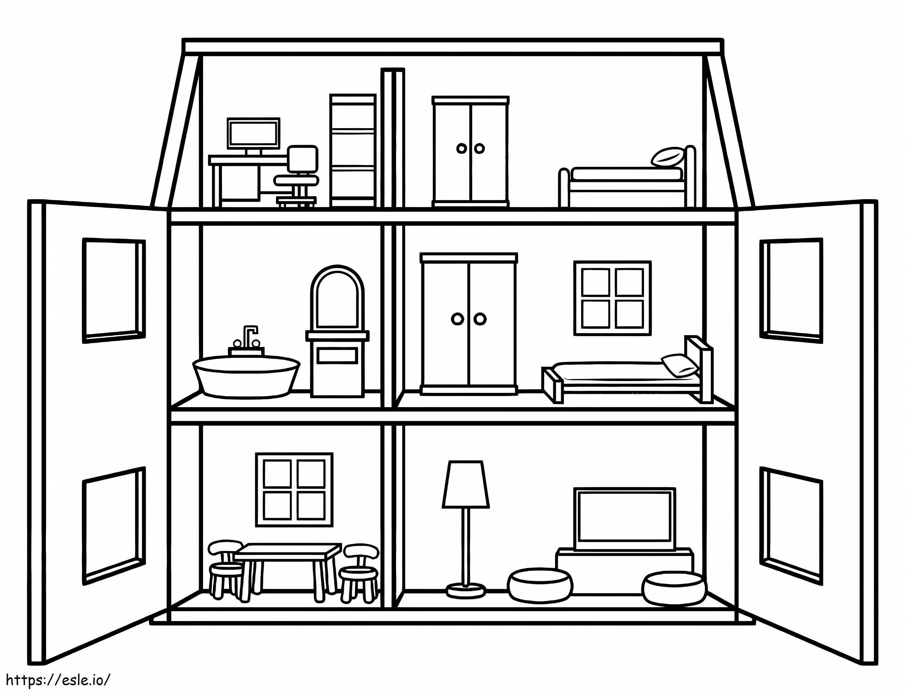 Free printable dollhouse coloring page