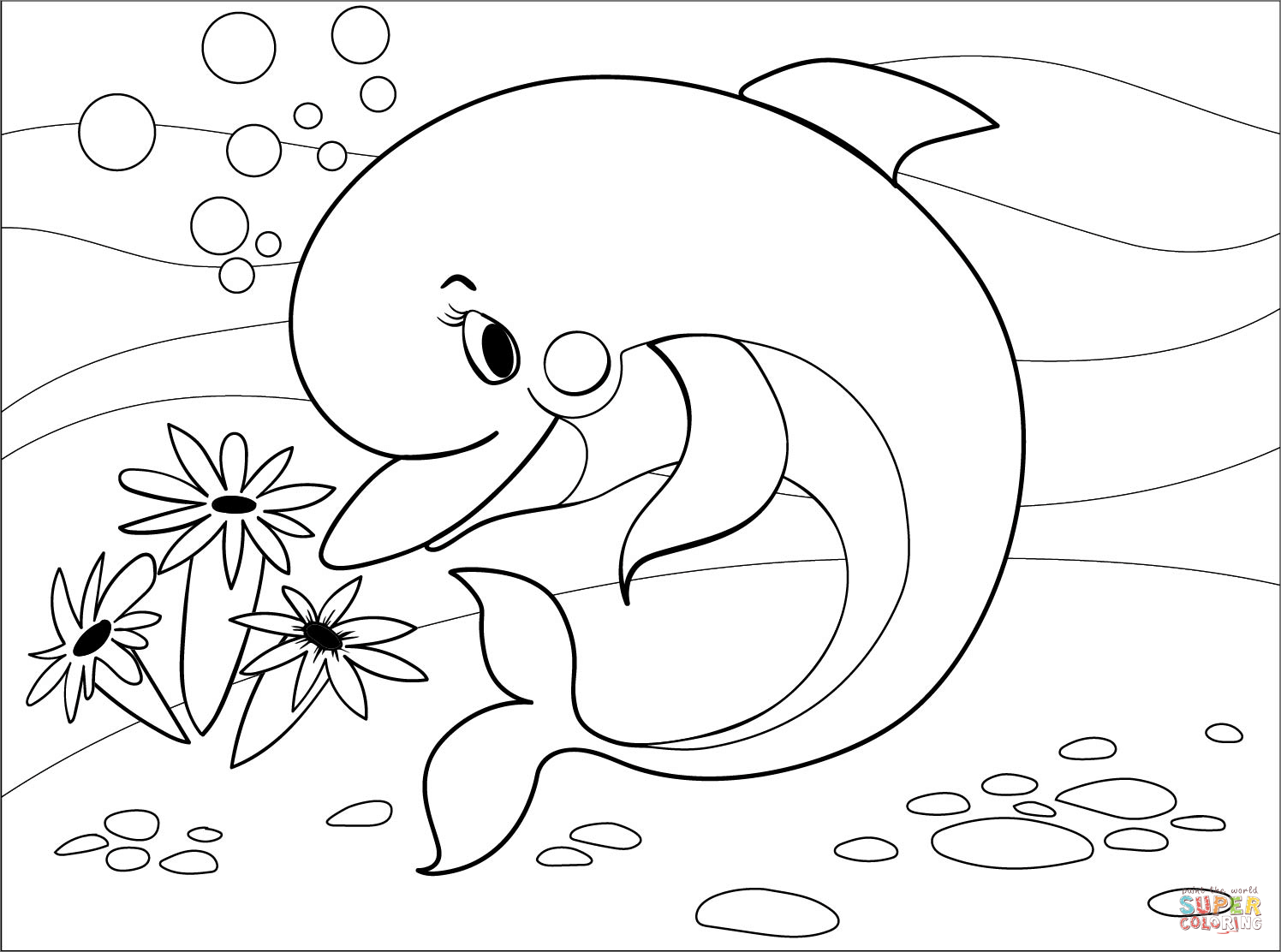 Dolphin coloring page free printable coloring pages