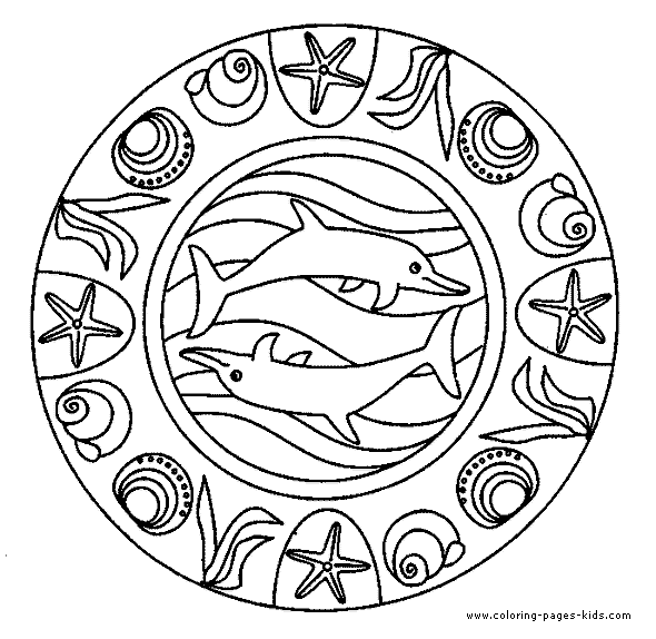 Dolphin mandala color page