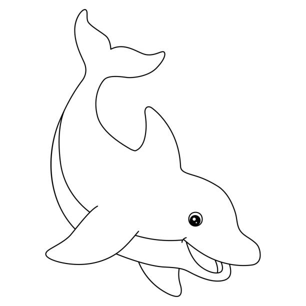 Dolphin coloring page isolated for kids stock illustration