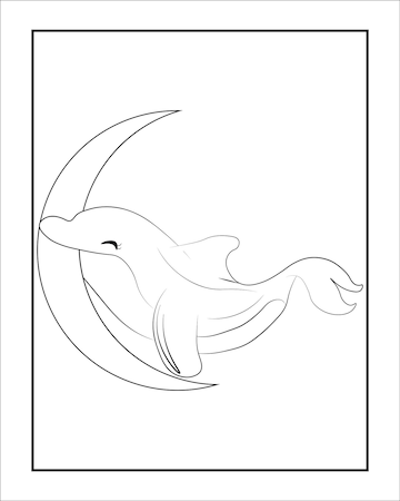 Premium vector dolphin coloring page for kids easy coloring book