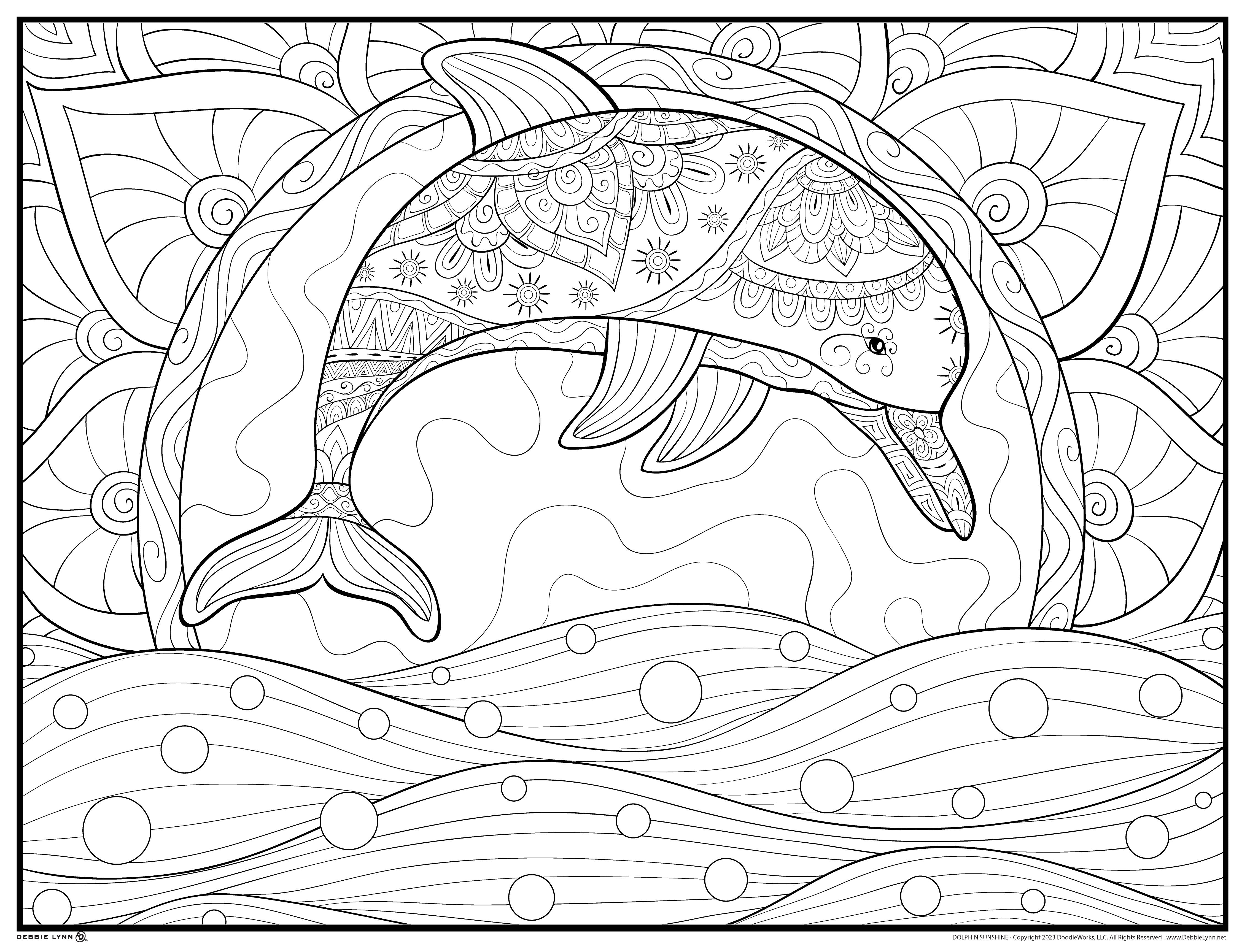 Dolphin sunshine personalized giant coloring poster x â debbie lynn
