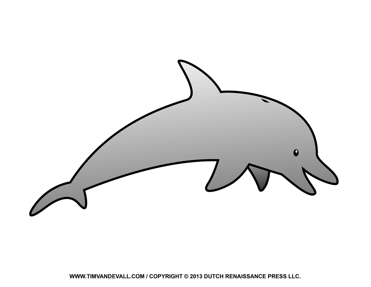 Free dolphin clipart printable coloring pages outline silhouette â tims printables