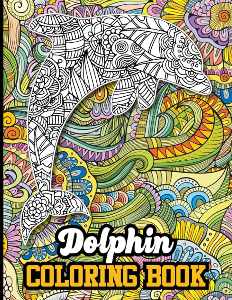 Dolphin coloring book mandala style unique dolphin coloring pages for adults stress relief and relaxation elnora pamela books