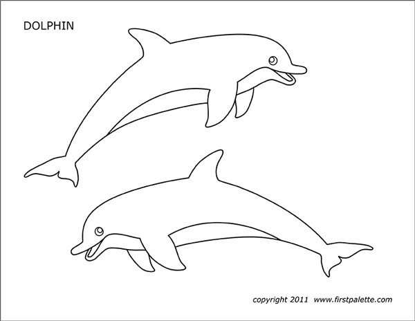 Dolphin free printable templates coloring pages