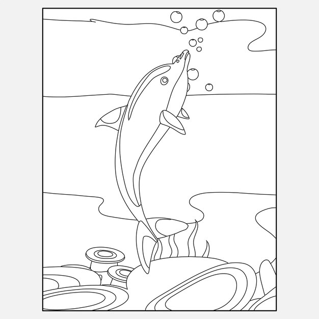 Premium vector printable dolphin ocean animals coloring pages for kids