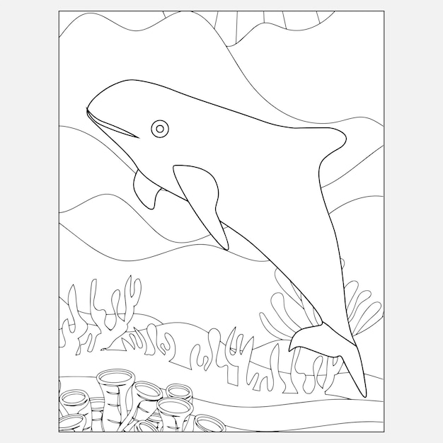 Premium vector printable dolphin ocean animals coloring pages for kids