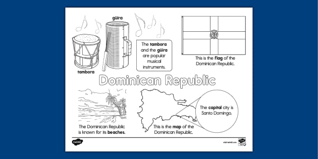 Dominican republic facts coloring sheet teacher