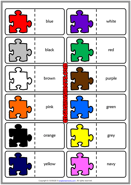 Colours esl printable dominoes game for kids