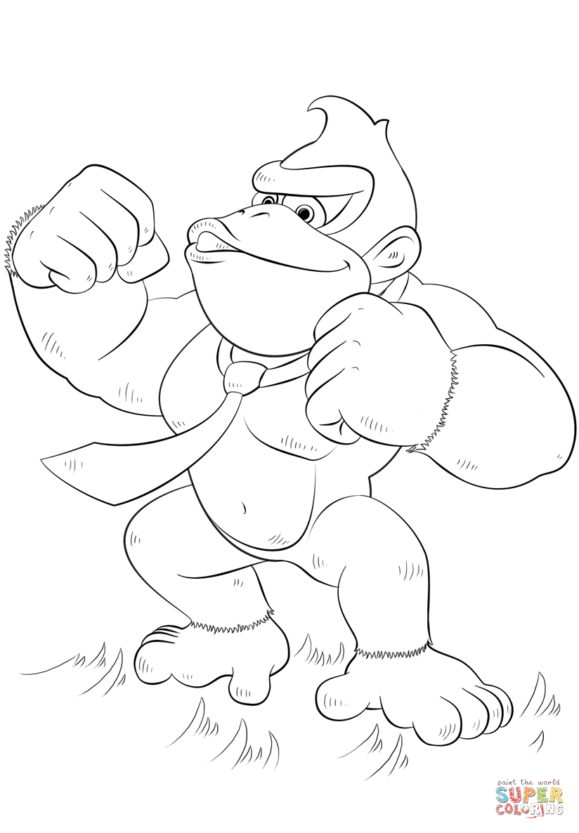 Donkey kong coloring page free printable coloring pages