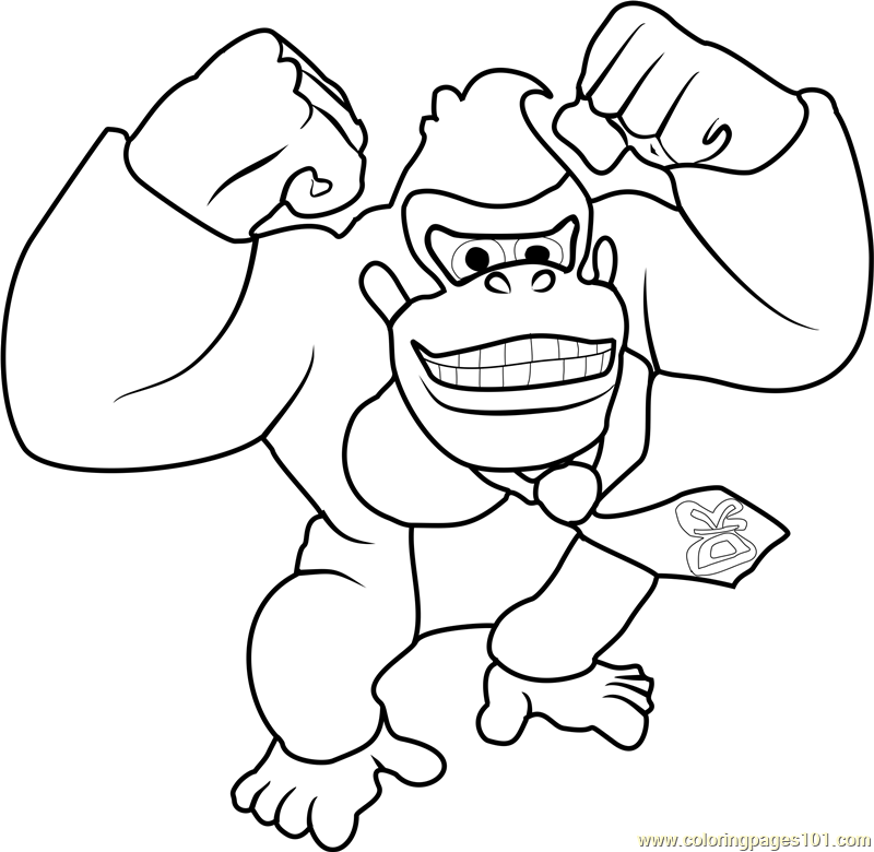 Donkey kong coloring page for kids