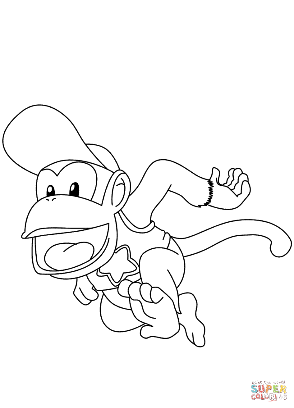 Diddy kong coloring page free printable coloring pages
