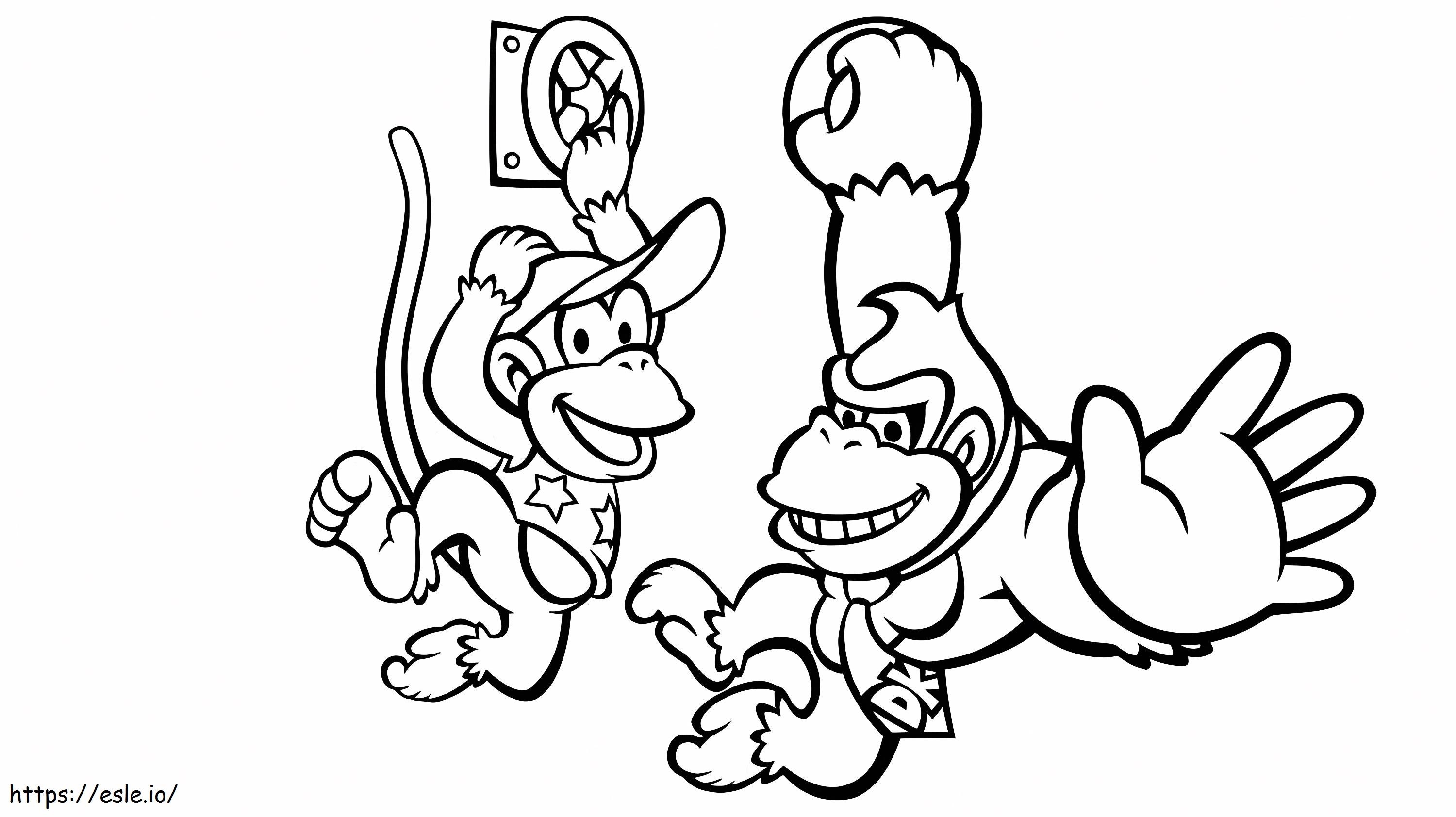 Donkey kong y diddy kong coloring page