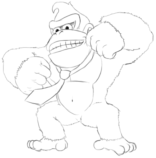 How to draw donkey kong with easy step by step drawing lesson