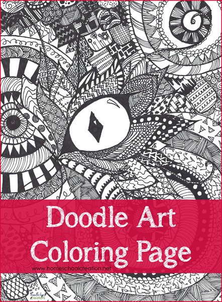 Doodle art coloring page printable