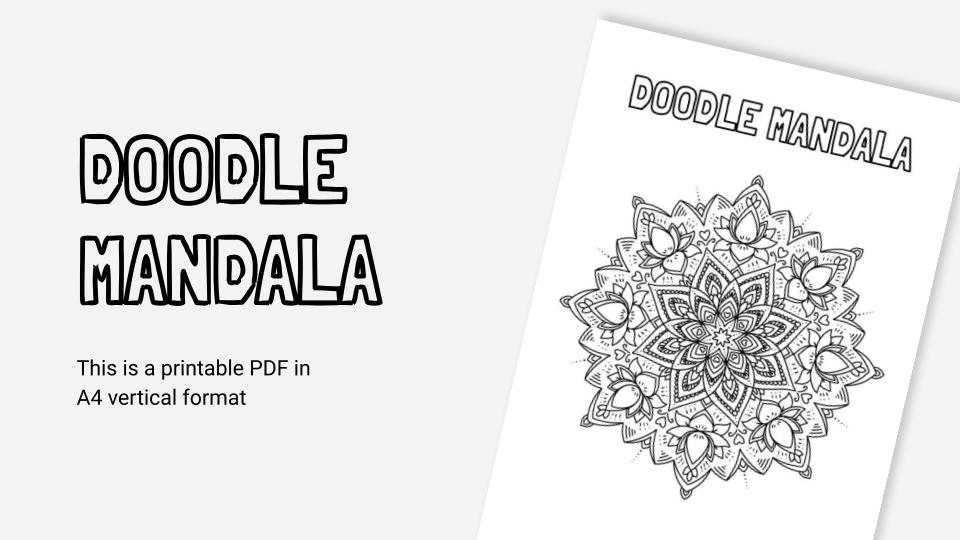 Doodle mandala printable coloring worksheet