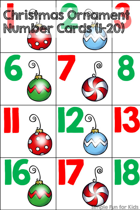 Christmas countdown day christmas ornament number cards