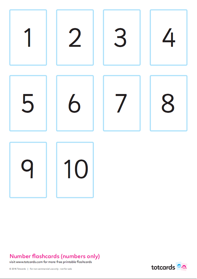 Free number flashcards for kids