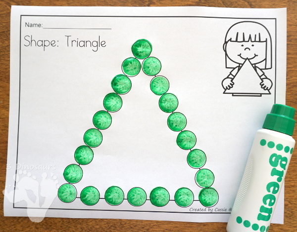 Easy to use free shape dot marker printables dinosaurs