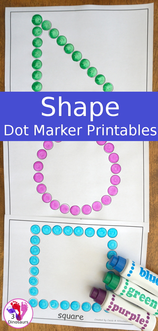 Easy to use free shape dot marker printables dinosaurs