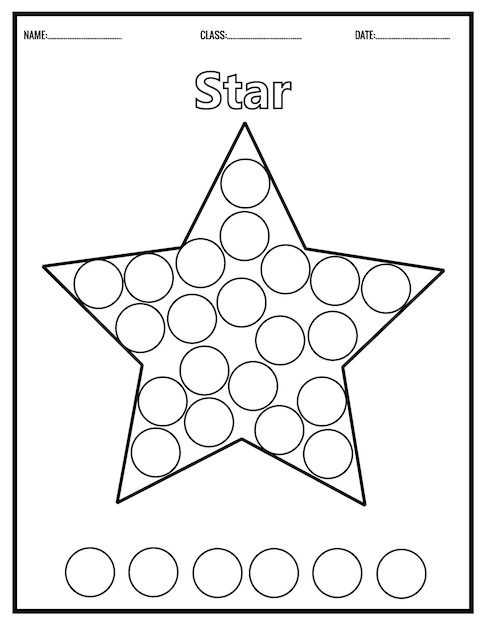 Premium vector color the shapes kids education preschool worksheet dot markers coloring pages