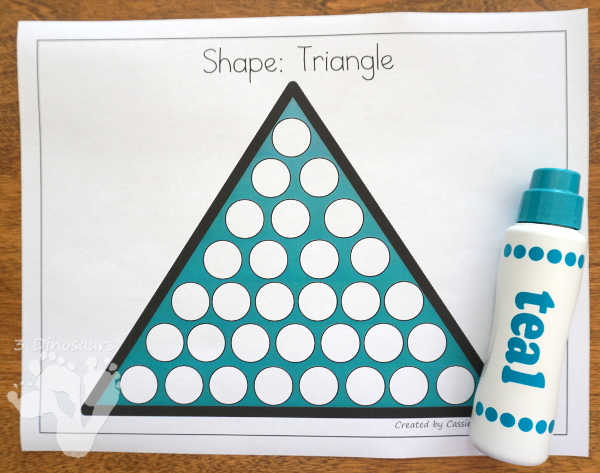 Easy to use free shape dot marker printables dinosaurs