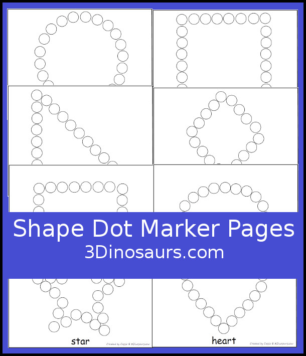 Easy to use free shape dot marker printables dinosaurs