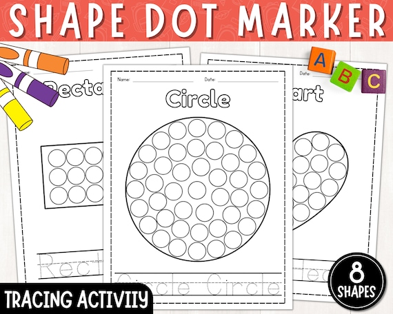 D shapes dot marker printable d shapes do a dot coloring pages tracing activity kindergarten preschool digital download pdf