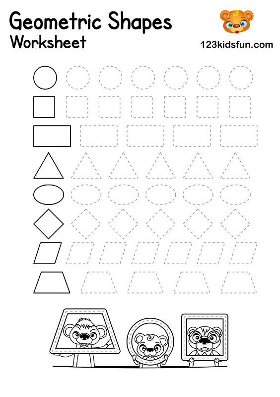 Free printable shapes worksheets for preschool kindergarten kids