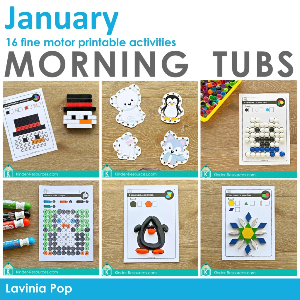 Fine motor printable activities for january morning tubs bins
